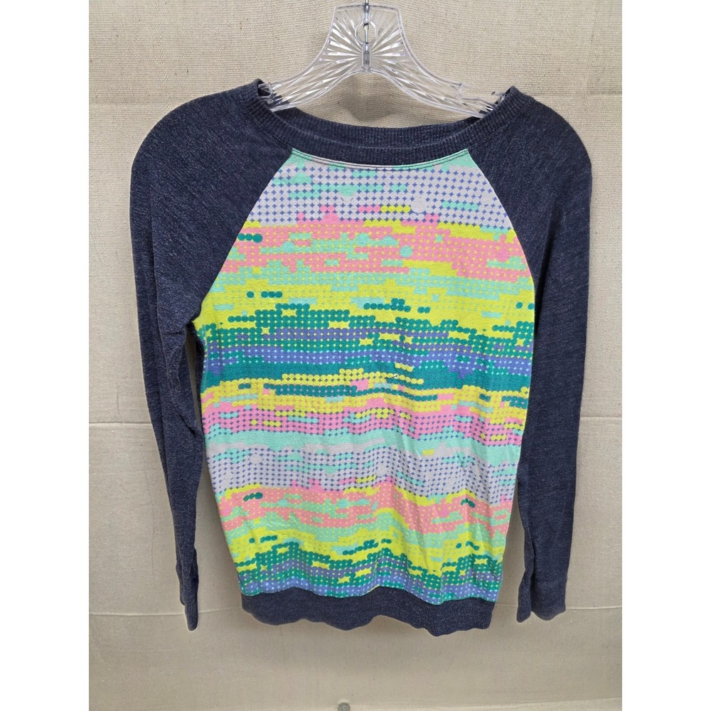 Xersion Womens XL 14/16 Raglan Sweater Multicolor Geometric Dot Long Sleeve Top